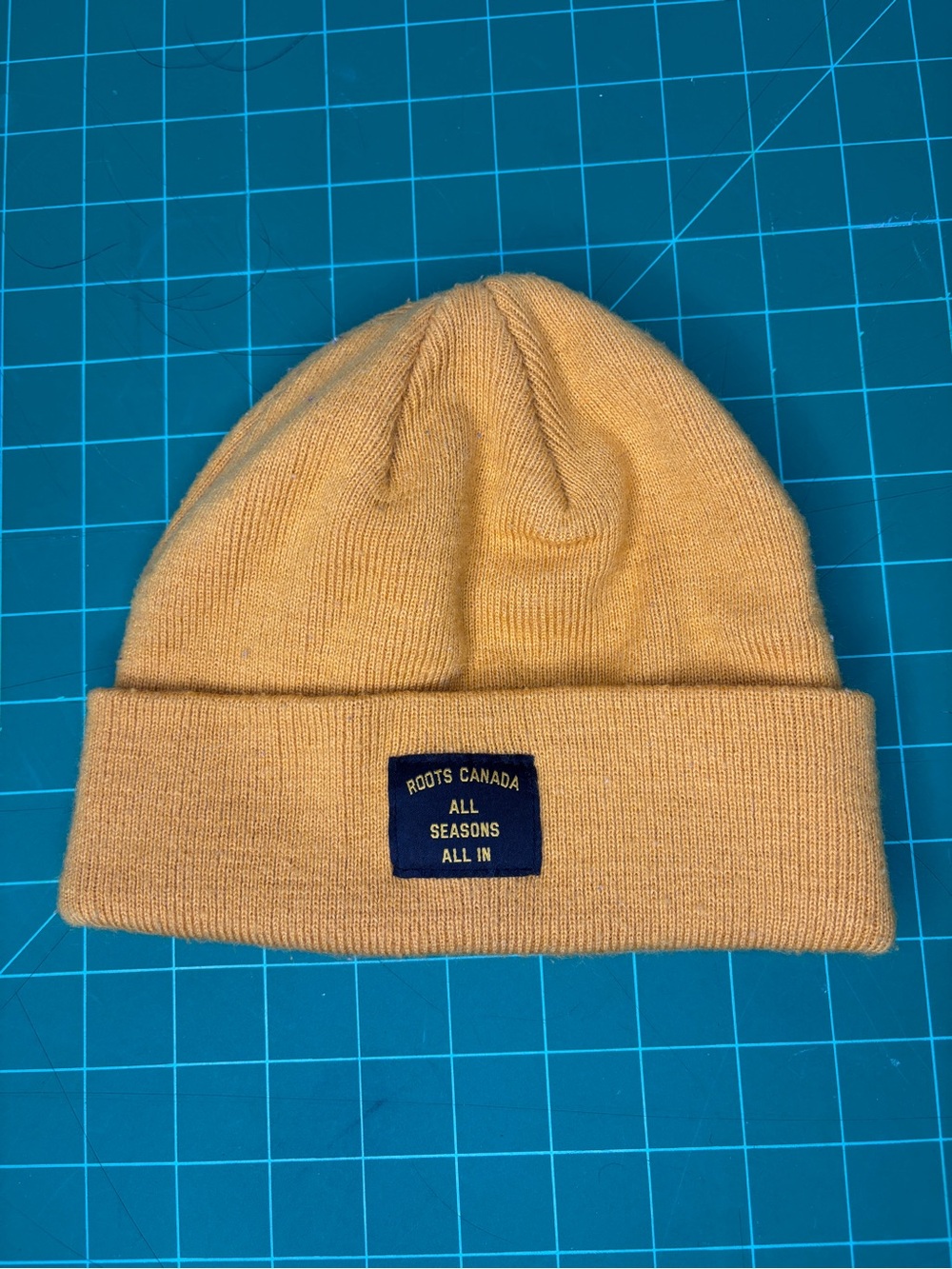 Roots Unisex Yellow Cuffed Beanie with Logo Patch O/S All Seasons All In